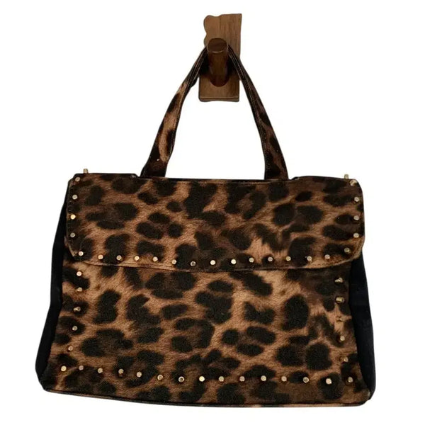 [BUNJANG] Kwani Leopard Stud Tote Bag / 콰니 레오파드 스터드 토트백