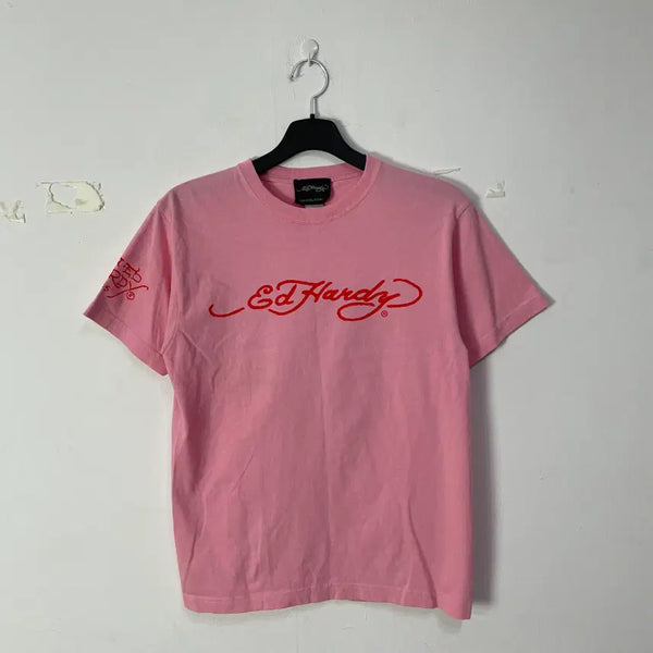 [BUNJANG] Ed Hardy Short Sleeve T-Shirt Pink / 에드하디 반팔 티셔츠 핑크