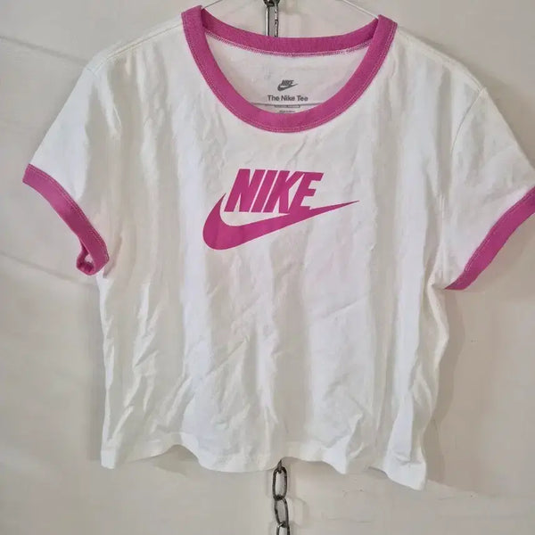 [BUNJANG] Nike White T-Shirt with Pink Accents (L / 90) / 나이키 반팔티 L 90