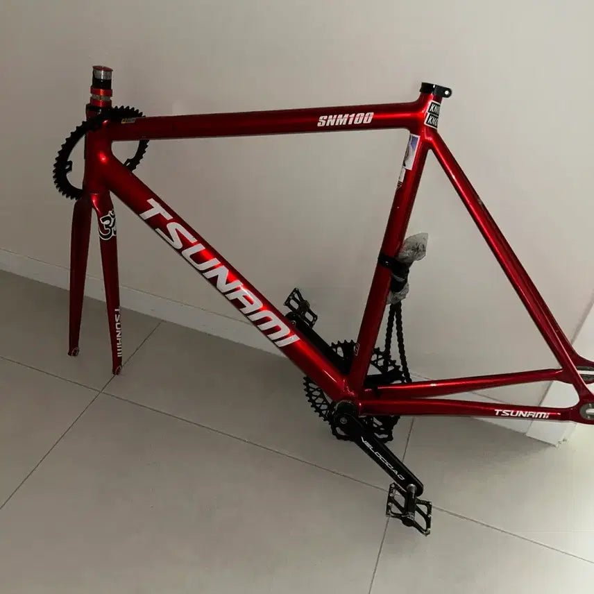 [BUNJANG] Tsunami Red Wine Frameset with Drivetrain Components / 쓰나미 레드와인 프레임셋(크셋포함) 판/교