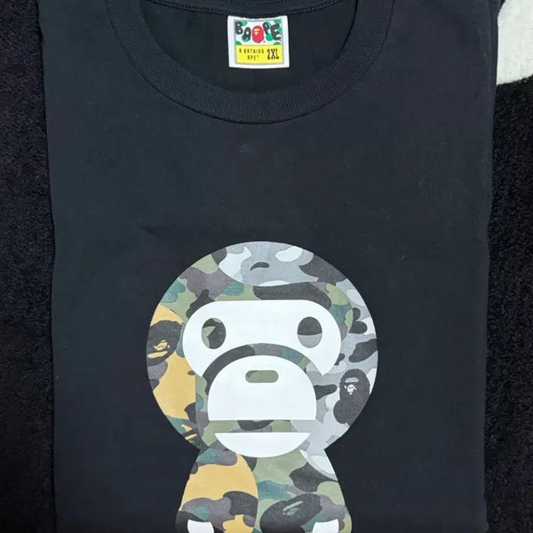 [BUNJANG] BAPE First Camo Crazy Baby Milo Long Sleeve Black XXL / [XXL]베이프 퍼스트 카모 크레이지 베이비 마일로 롱슬리브 블랙