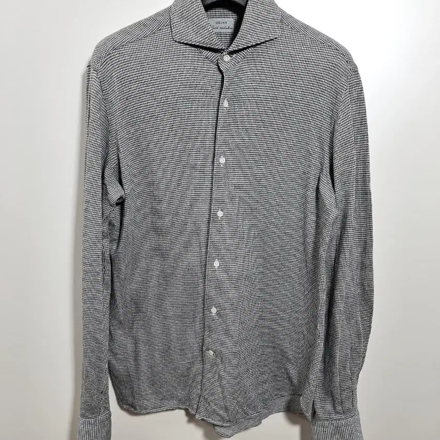 [BUNJANG] ORIAN Fluid Evolution Jersey Shirt Micro Houndstooth Check Wide Collar / ORIAN 셔츠 40