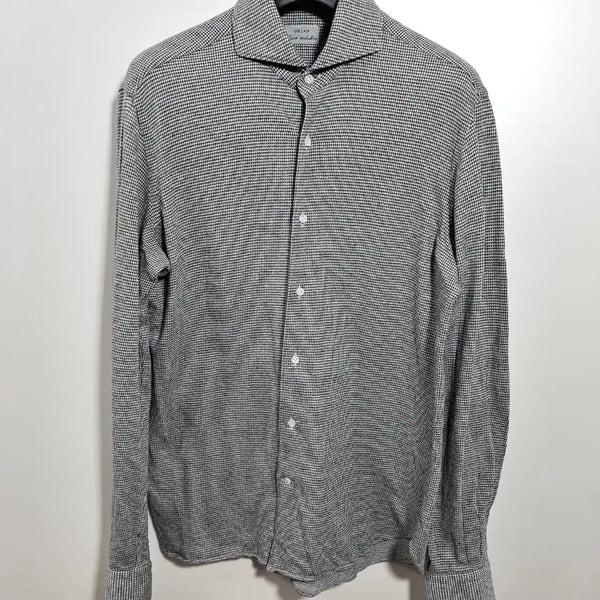 [BUNJANG] ORIAN Fluid Evolution Jersey Shirt Micro Houndstooth Check Wide Collar / ORIAN 셔츠 40