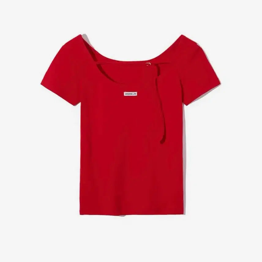 [BUNJANG] L'ensec Back Point Boat Neck Half Tee Red / 렌세 백 포인트 보트 넥 하프 티 레드