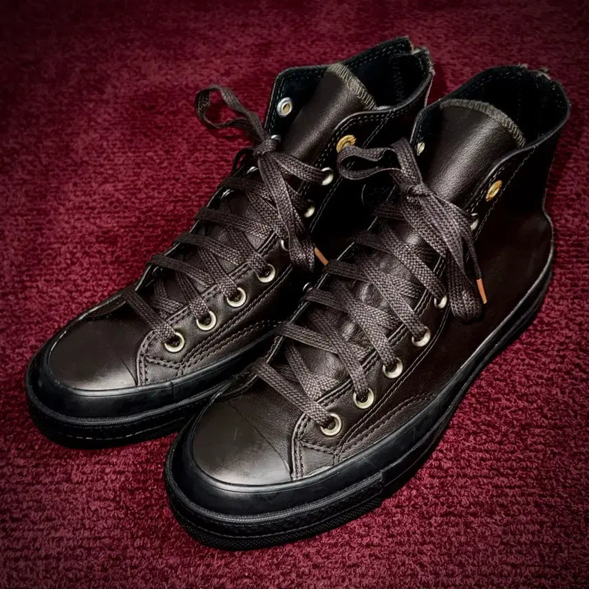 [BUNJANG] Converse Leather High Top Sneakers Brown 250mm / 컨버스 레더 하이탑 브라운 250