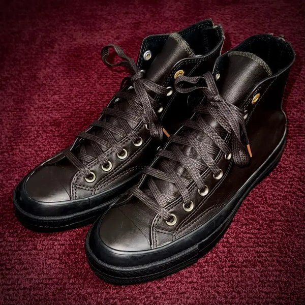 [BUNJANG] Converse Leather High Top Sneakers Brown 250mm / 컨버스 레더 하이탑 브라운 250