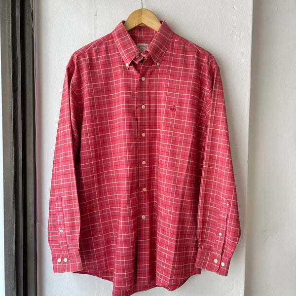 [BUNJANG] Brooks Brothers Pink Check Button-Down Shirt / [M] 브룩스브라더스 핑크 체크셔츠