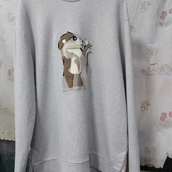 [BUNJANG] Epigram Animal Embroidered Crewneck Sweatshirt Light Grey Size 100 / 에피그램  맨투맨