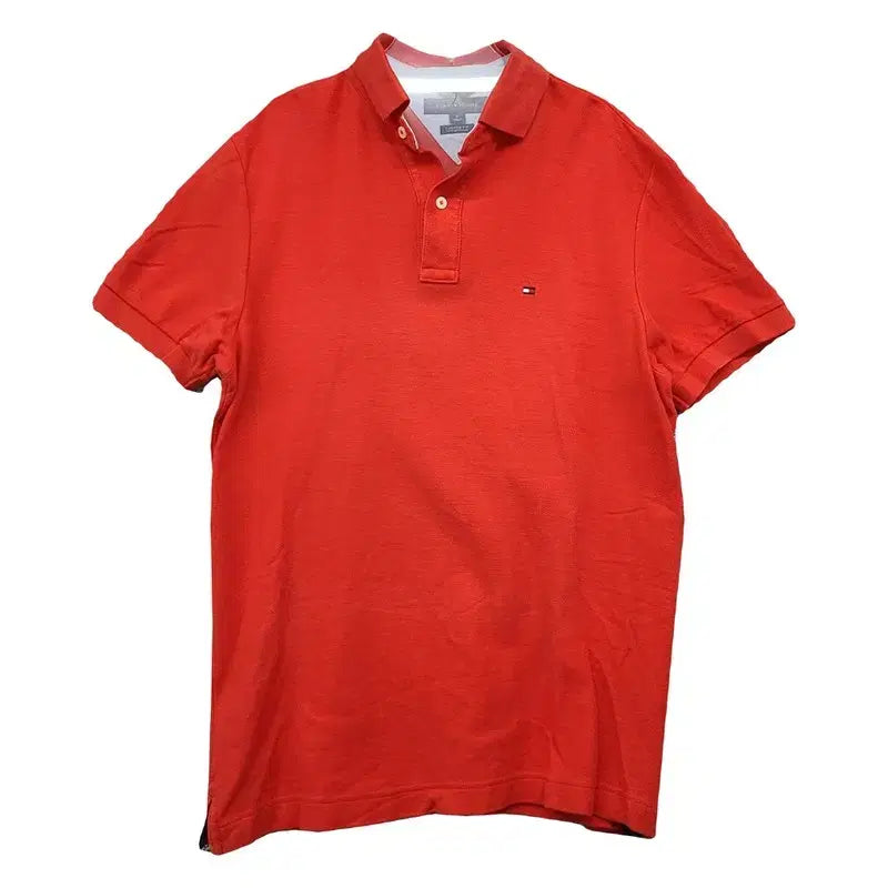 [BUNJANG] Tommy Hilfiger Red Logo Short Sleeve Polo Shirt (M) / 타미힐피거 레드 로고 반팔 카라티 M