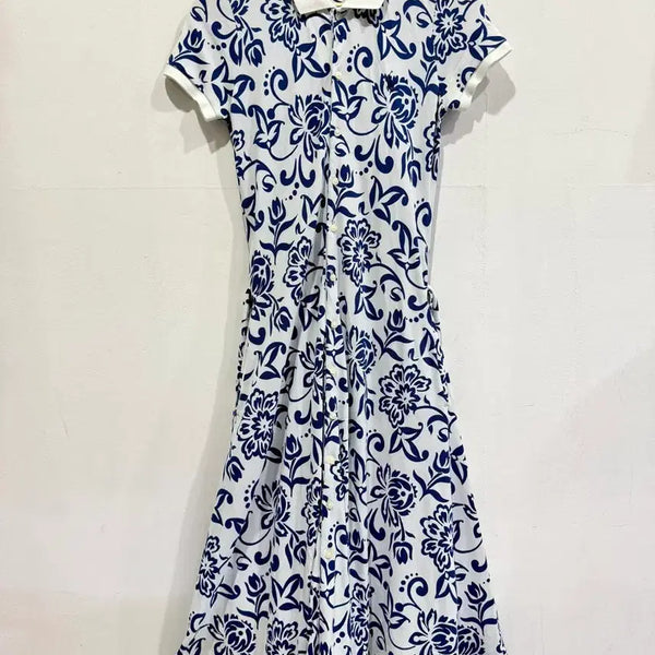 [BUNJANG] Ralph Lauren Blue Flower Pattern Dress XS / 랄프로렌 블루 플라워 패턴 원피스 XS