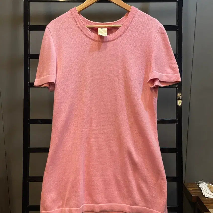 [BUNJANG] ESCADA Wool Knit Short Sleeve T-Shirt Pink L / [L] ESCADA 울 니트 반팔 티셔츠 핑크 4.9