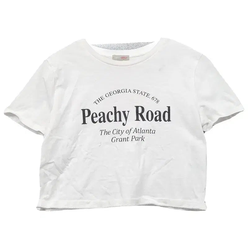 [BUNJANG] SPAO Printing White Crop T-shirt M / 스파오 프린팅 화이트 크롭 반팔티 M 165/88A
