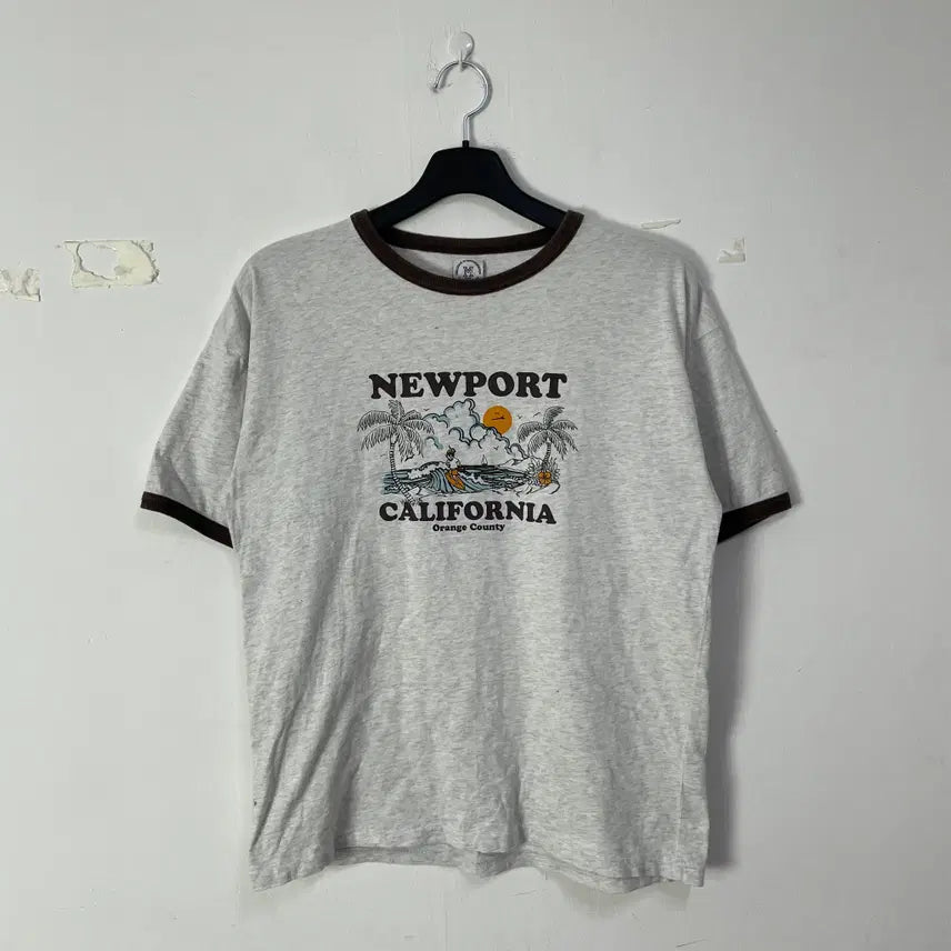 [BUNJANG] Quasi Newport California Short Sleeve Ringer T-Shirt / 쿼시 뉴포트 캘리포니아 반팔 링거티셔츠