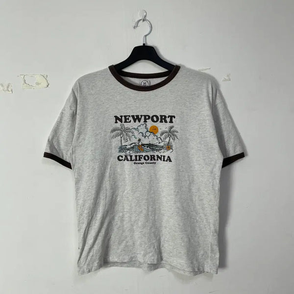 [BUNJANG] Quasi Newport California Short Sleeve Ringer T-Shirt / 쿼시 뉴포트 캘리포니아 반팔 링거티셔츠