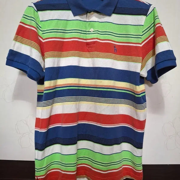 [BUNJANG] Hazzys Striped Collar T-Shirt / 헤지스 단가라 카라티 셔츠100