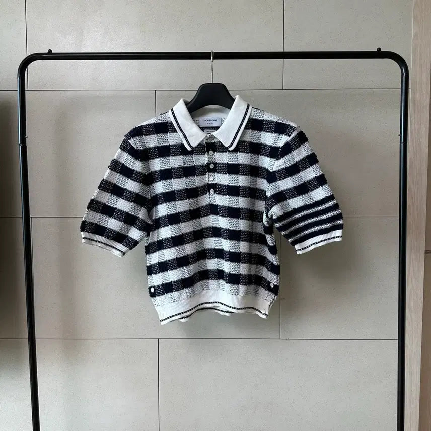 [BUNJANG] Thom Browne 4-Bar Short Sleeve Knit Sweater / 톰브라운 체크 니트 4선 반팔