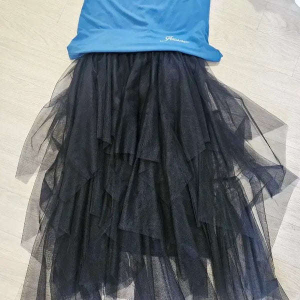 [BUNJANG] Black Tulle A-Line Dance Skirt / 블랙 튤 라인댄스 스커트