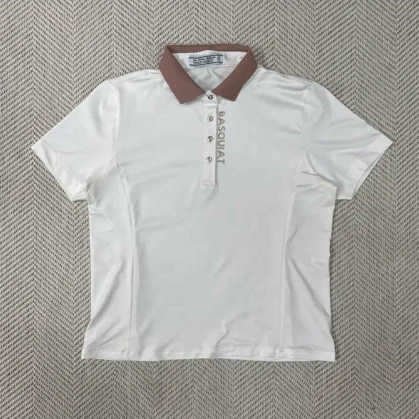 [BUNJANG] Basquiat Rose Ceramic Collar T-shirt White 95 / 장미쉘 바스키아 카라티 화이트 95