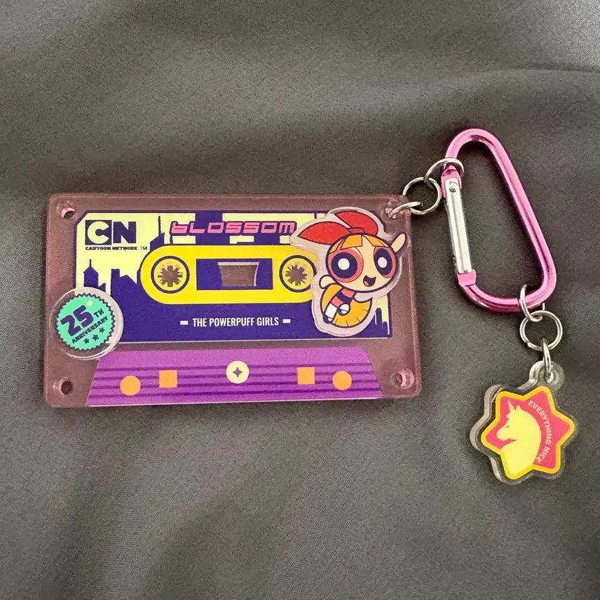 [BUNJANG] Powerpuff Girls Blossom Cassette Keychain / 파워퍼프걸 블로썸 카세트 키링