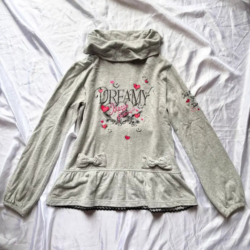 [BUNJANG] Mezzo Piano Latte Gyaru Ribbon Lettering Long Sleeve T-shirt / 빈티지 메조피아노 대장 라떼갸루 리본 레터링 롱슬리브 티셔츠