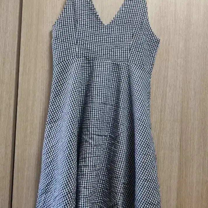 [BUNJANG] Checkered Long Strap Sleeveless Dress / 체크무늬 롱끈나시 원피스