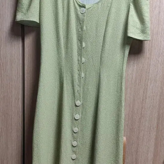 [BUNJANG] Mint Green Short-Sleeve Long Dress / 연두색 반팔 롱원피스