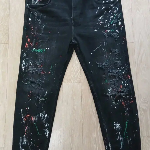 [BUNJANG] Zara Luxury Painting Skinny Fit Black Jeans (Size 36) / 자라 Zara 럭셔리 페인팅 블랙진 36 스키니핏