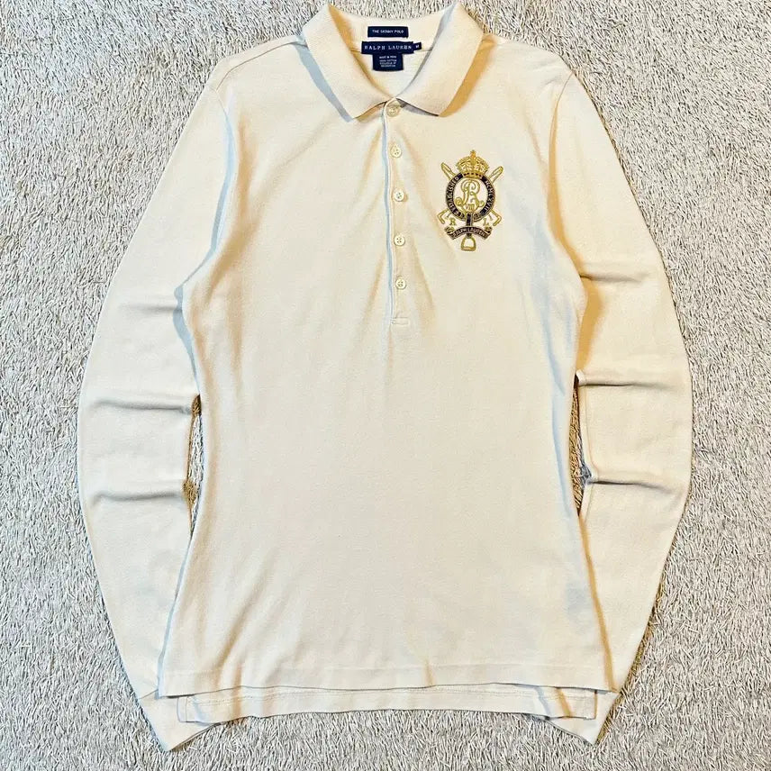 [BUNJANG] Polo Ralph Lauren Crest Logo Long Sleeve Polo Shirt Women's M / [여성 M] 희귀) 폴로 랄프로렌 크레스트 로고 PK 긴팔 카라티
