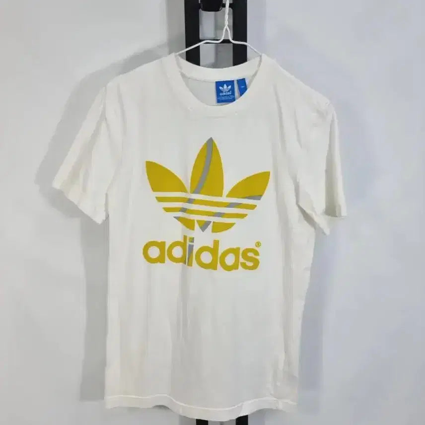 [BUNJANG] Adidas Yellow Trefoil T-Shirt White / 아디다스 반팔티 옐로우 트레포일 화이트 85