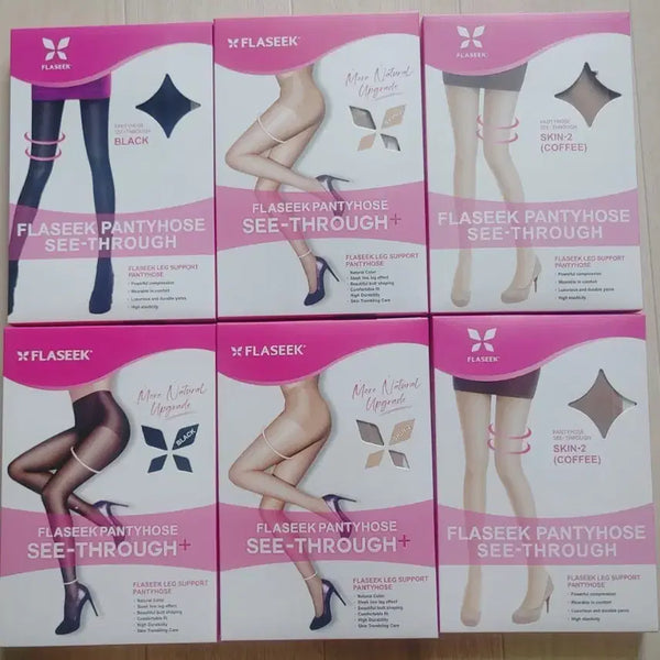 [BUNJANG] Plasique See-Through Pantyhose Stockings Set (6-Pack) / 플라시크 시스루 팬티 스타킹 블랙/살구/커피 6개 세트