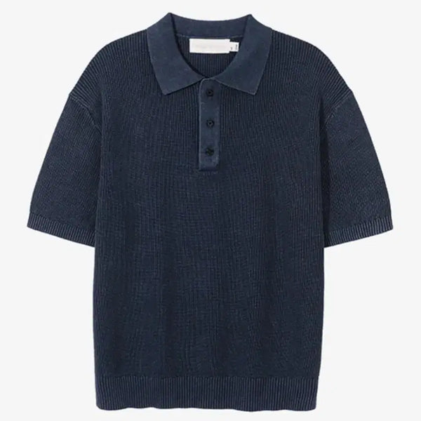 [BUNJANG] Second Monologue Cara Half Knit M Deep Navy / 세컨모놀로그 카라 하프 니트 M