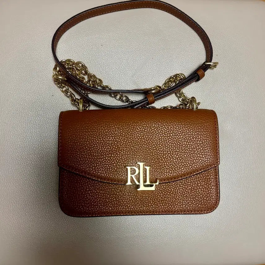 [BUNJANG] Ralph Lauren Crosshatch Leather Danna Crossbody Bag - Brown / 랄프로렌 크로스해치 레더 단나 크로스바디 - 브라운