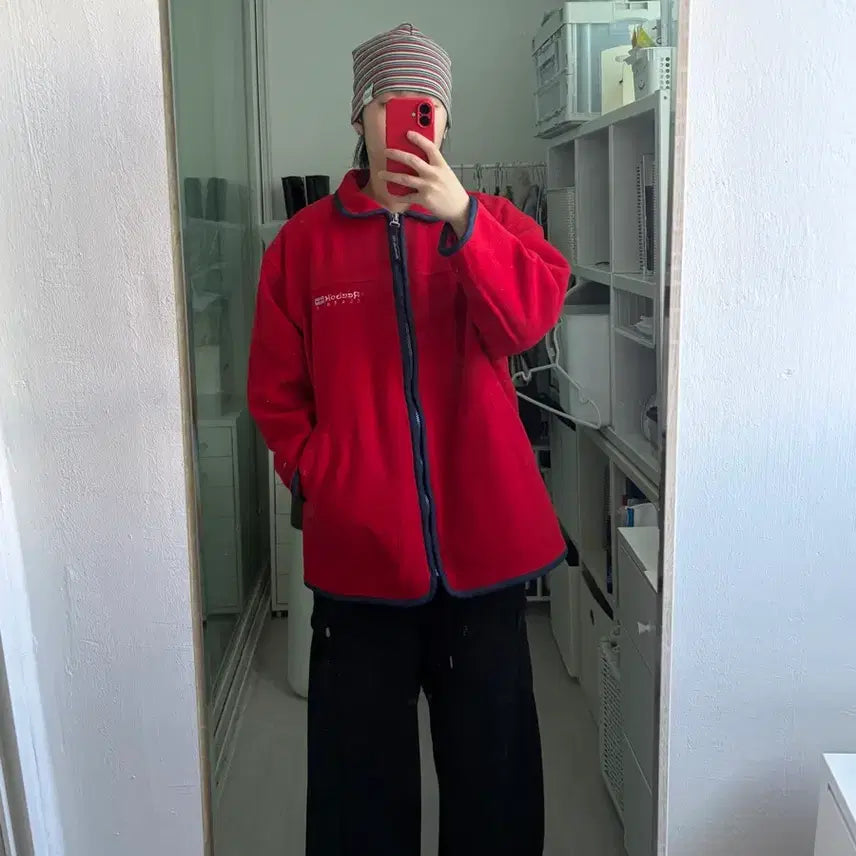 [BUNJANG] Reebok Classic Fleece Zip-Up Jacket Red / 리복 클래식 플리스 집업 자켓 레드