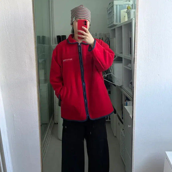 [BUNJANG] Reebok Classic Fleece Zip-Up Jacket Red / 리복 클래식 플리스 집업 자켓 레드