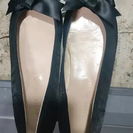 [BUNJANG] SweetHorik Satin Ribbon Ballet Flats - Black / 새틴 리본 플랫슈즈 블랙240