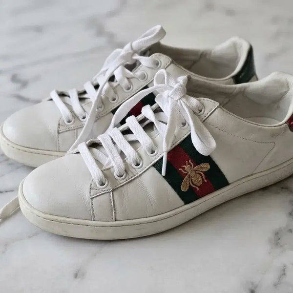 [BUNJANG] Gucci Ace Bee Embroidered Leather Sneakers / [정품] 구찌 에이스 꿀벌 스니커즈