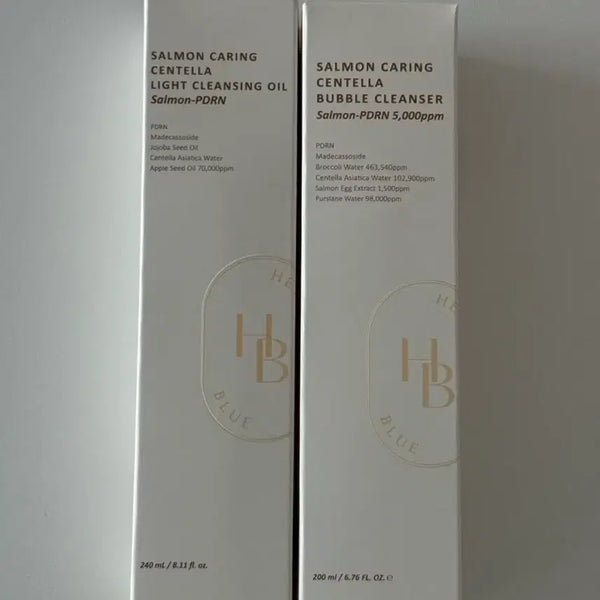 [BUNJANG] HEVBLUE Salmon Cleansing Oil + Salmon Bubble Cleanser Bundle Set / 헤브블루 연어클렌징오일+연어버블클렌저 새제품 일괄판매
