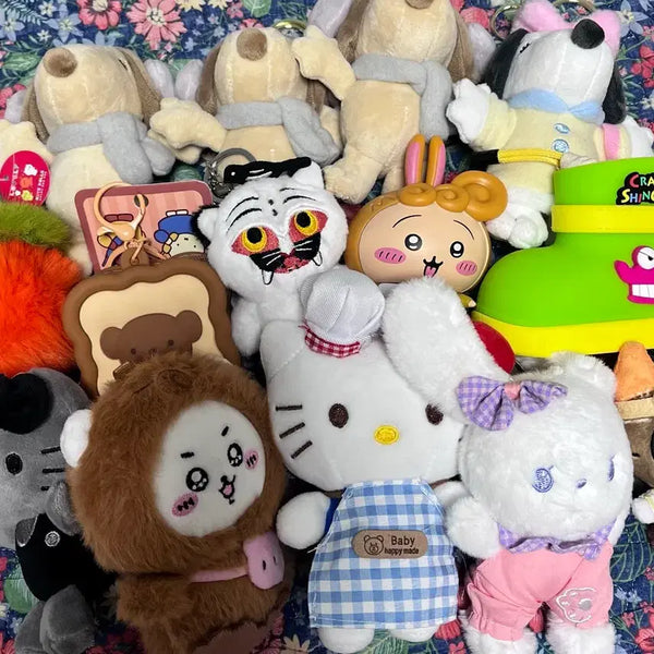 [BUNJANG] Kitty, Jjanggu, Miffy, Chiikawa Keyring Plush Set / 키티 짱구 미피 치이카와 키링 인형