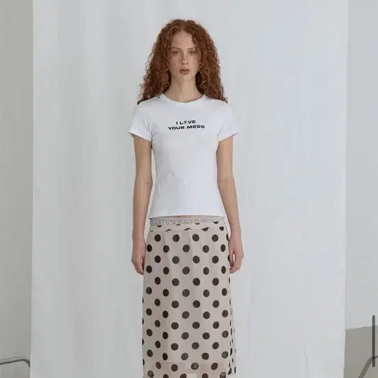 [BUNJANG] Odes Layered Polka Dot Midi Skirt / 오데스 레이어드 폴카 도트스커트