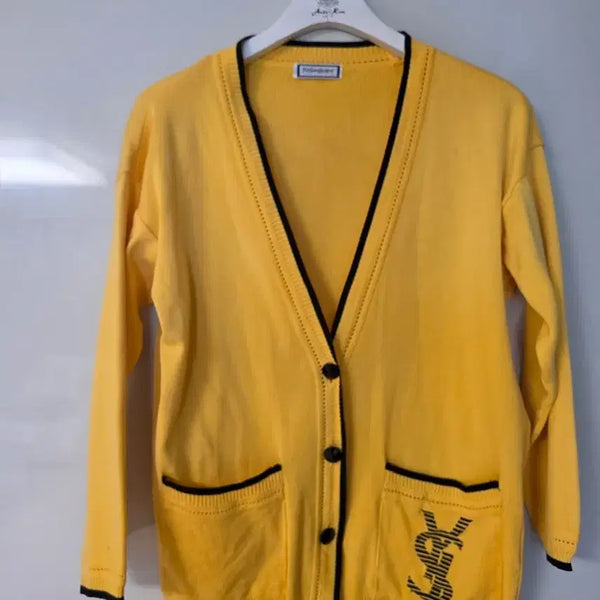[BUNJANG] Saint Laurent YSL Women's Cardigan Yellow / 입생로랑 YSL  여성가디건 옐로우 M 국내 66~77초 명품