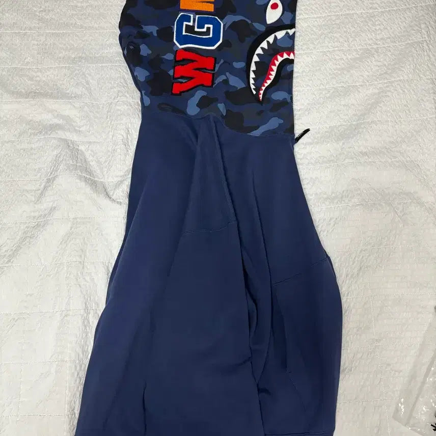 [BUNJANG] BAPE Shark Hoodie Zip-Up Navy Camo 2XL / 베이프 샤크 후드 집업 네이비 카모 2XL