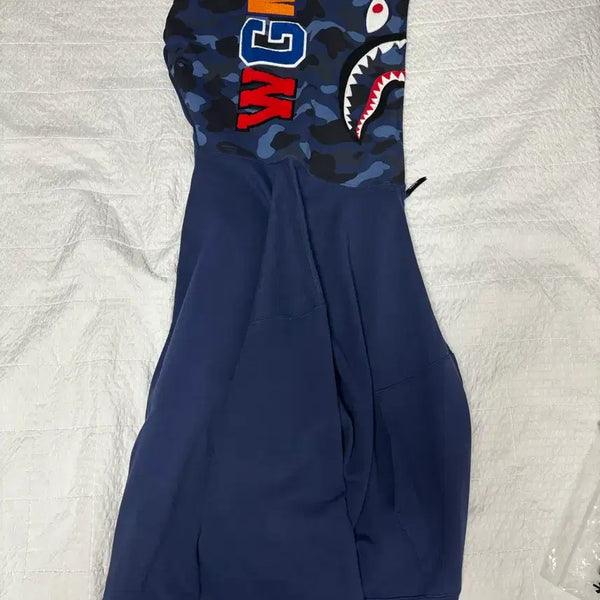 [BUNJANG] BAPE Shark Hoodie Zip-Up Navy Camo 2XL / 베이프 샤크 후드 집업 네이비 카모 2XL