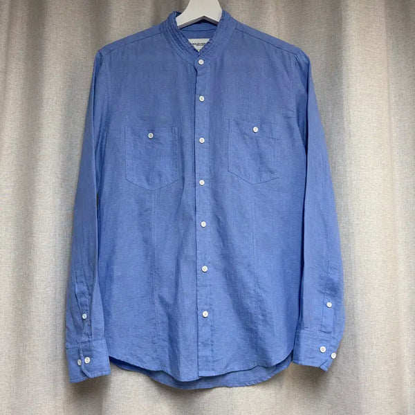 [BUNJANG] Solid Homme Blue China Collar Two-Pocket Shirt (Size 95) / 솔리드옴므 차이나카라 투포켓 셔츠 95