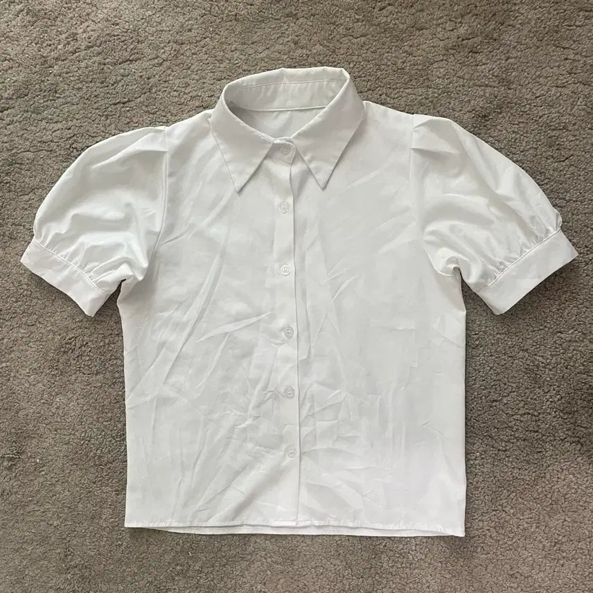 [BUNJANG] White Puff Sleeve Shirt / 화이트 퍼프 소매 셔츠