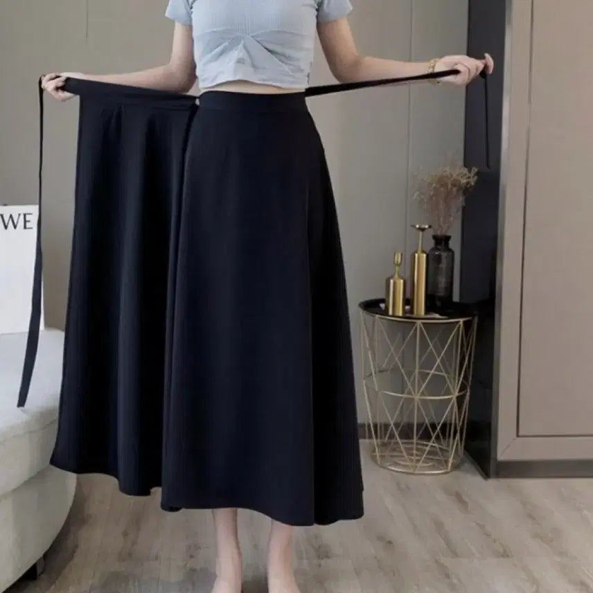 [BUNJANG] Black Wrap Skirt with Side Slit / 새상품 )랩스커트