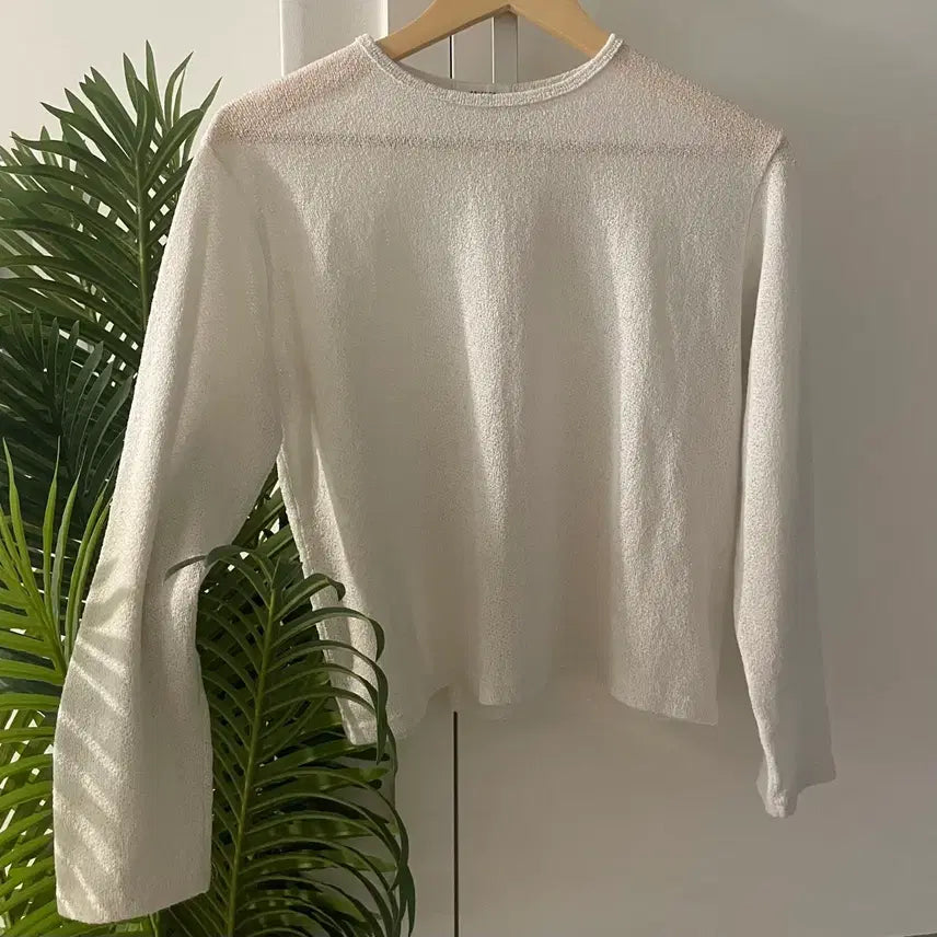 [BUNJANG] Round Neck See-Through Long Sleeve Knit / 라운드넥 시스루 긴팔 니트 국내제조
