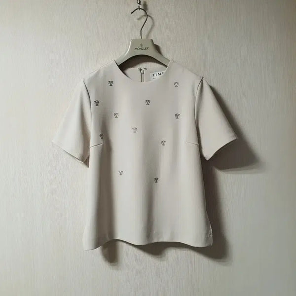 [BUNJANG] Time Bidding Logo Bead Blouse Top / 타임 time 비딩 로고 비즈 블라우스 탑  55사이즈 정품