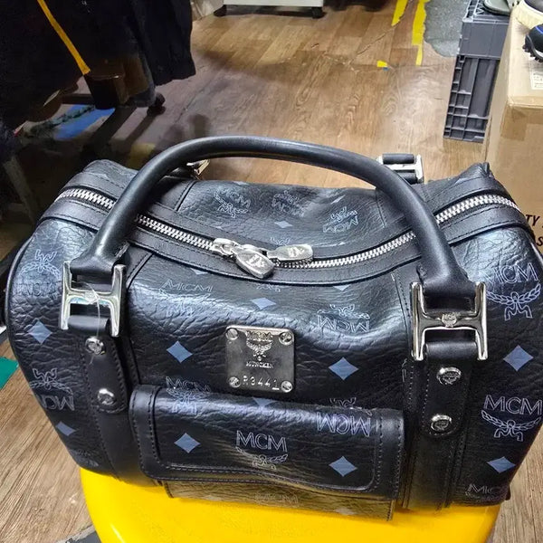 [BUNJANG] MCM Signature Logo Pattern Black Leather Bag / MCM