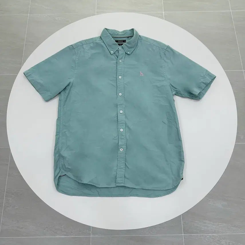 [BUNJANG] Hazzys Mint Green Short Sleeve Button-Down Oxford Shirt - L (100) / 헤지스 신형 반팔 버튼다운 옥스포드셔츠 민트그린 L 100