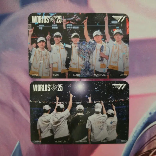[BUNJANG] T1 Worlds Skin Photocard Group Shot Set / T1 월즈 스킨 포토카드 단체샷 2장 세트